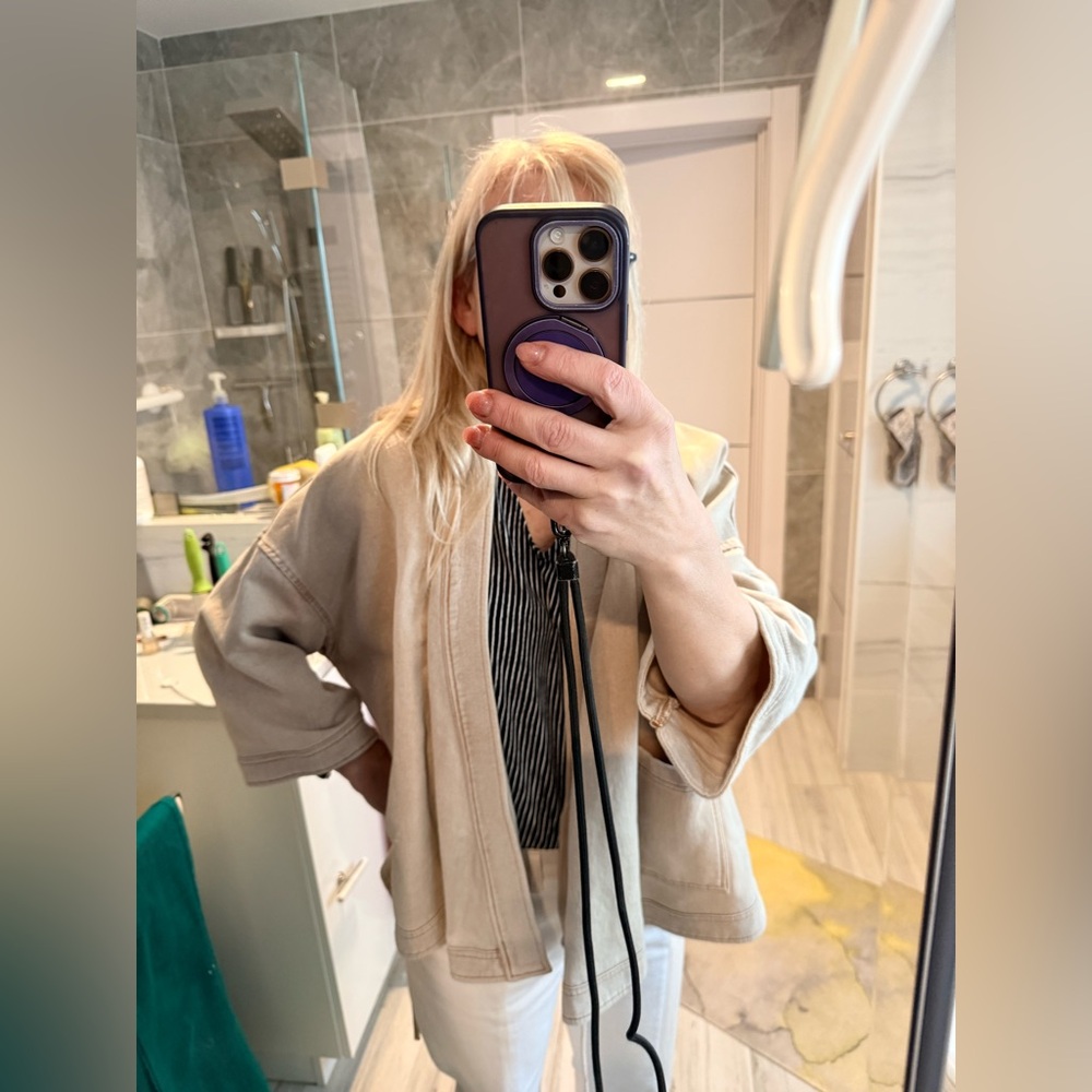 NWOT Washed Tan Kimono-Style Wrap Jacket Size XL/ XXL - Picture 9 of 10